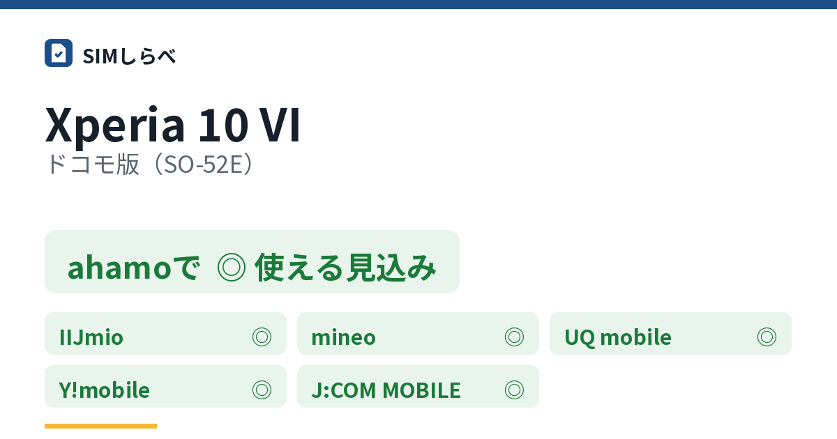 Xperia 10 VI ドコモ版（SO-52E）のahamoの判定
