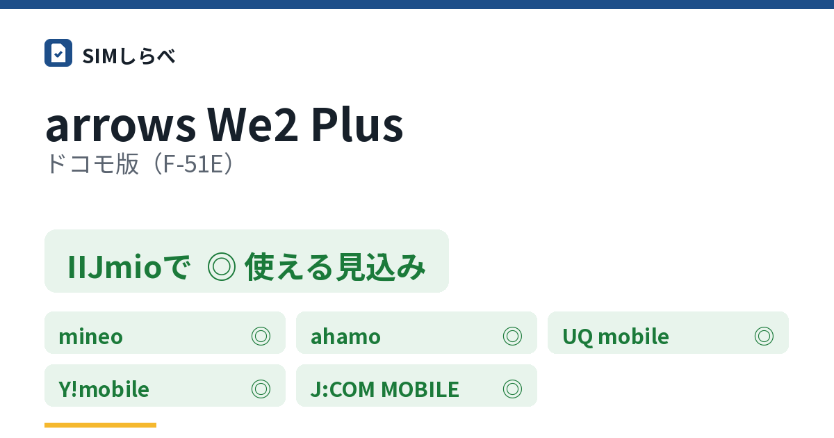 arrows We2 Plus ドコモ版(F-51E)のIIJmioの判定